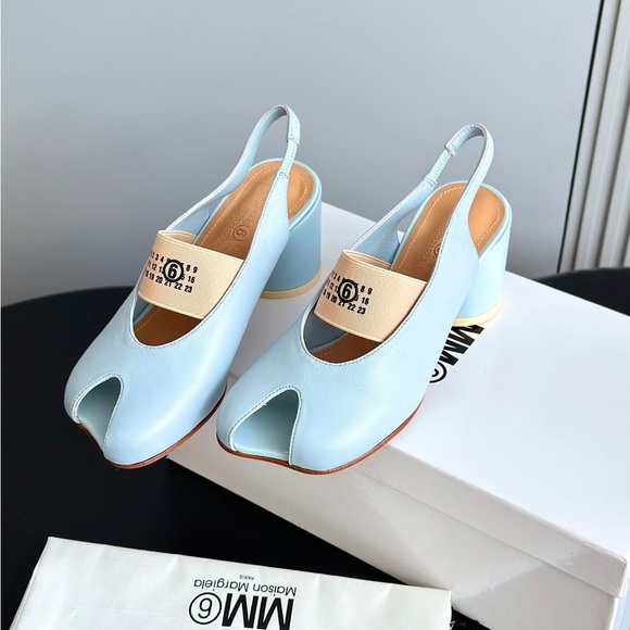 MM6 Maison Martin Margiela Sky Blue Slingback Heels - Picture 4 of 7